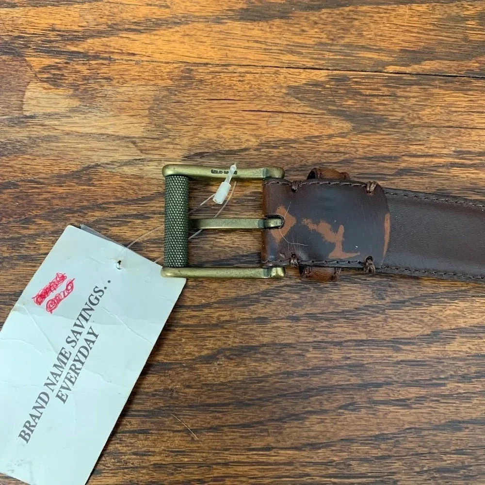 Columbia CS5001 Genuine Full Grain Brown Leather Belt Solid Brass Size 34/85‎